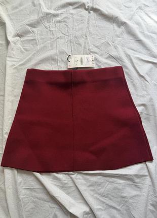 Міні-спідниця жіноча zara бордова трапеція