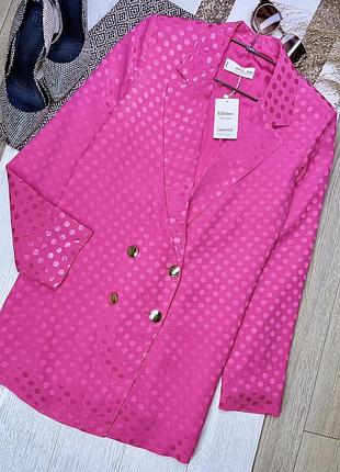 Новий сатиновий піджак mango xs oversize s святковий піджак в горох яскраво рожевий піджак прямого крою