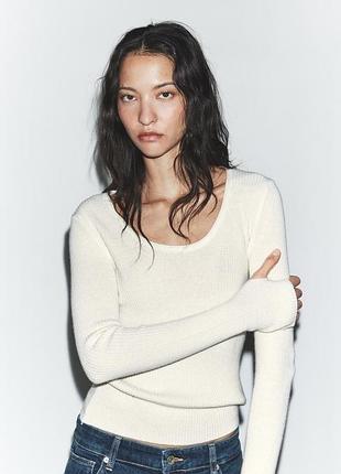 Трикотажний светр в рубчик з вовною zara розмір с л