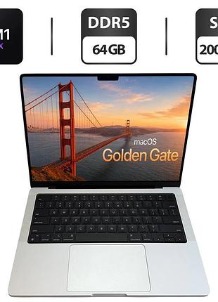 Ультрабук б-класс apple macbook pro 14 2021 / 14" (3024x1964) ips / apple m1 max (10 ядер по 2.1 - 3.22 ghz) / 64 gb ddr5 / 2000