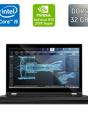 Ігровий ноутбук lenovo thinkpad t15g gen 1 / 15.6" (1920x1080) ips / intel core i9-10885h (8 (16) ядер по 2.4 - 5.3 ghz) / 32 gb