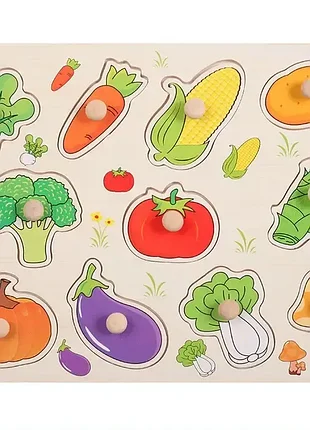 Деревянный пазл цветной 30x22 см овощи