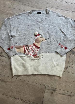 Різдв'яний светр з собакою f&f розмір xl