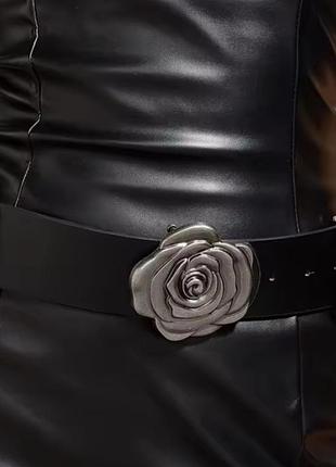 Ремінь металева роза rose buckle чорний 3,7 см м розмір