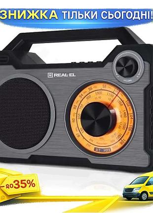 Ku радиоприемник real-el 1.0 universal fit black 8 вт портативный fm am bluetooth usb microsd аккумуля uni2l_k
