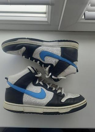Кеди чоловічі nike dunk high білі з чорним та блакитним