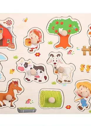 Деревянный пазл цветной 30x22 см домашние зверюшки