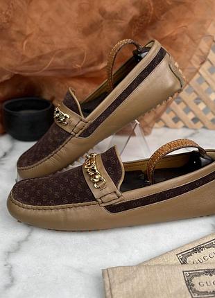 Gucci gg interlocking monogram moccasins чоловічі мокасини шкіра оригінал 43 eur