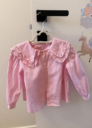 Блузка zara в смужку рожева