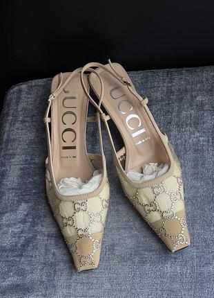 Туфлі жіночі gucci слінгбеки бежеві