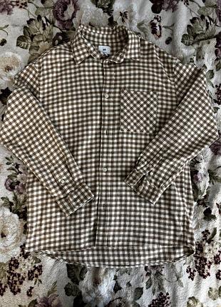 Чоловіча байкова сорочка h&m в клітинку, relaxed fit, розмір s