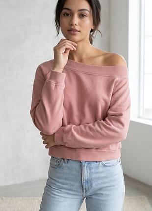 Свитшот h&amp;m divided оверсайз пудровый на одно плечо, l