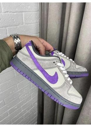 Мужские кроссовки зимние nike sb dunk low стелька трендовые сиреневые замш кожа кожу кожу кожужзам