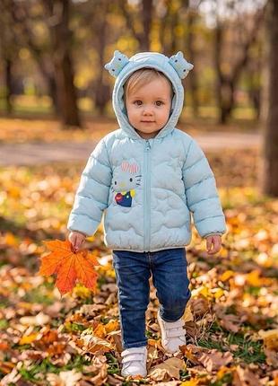 Курточка для дівчаток 80-104 голуба з котиком