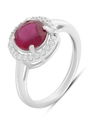 Срібне кільце високої якості з натуральним рубіном 3.045ct, вага виробу 3,24 г (2188025) 17 розмір