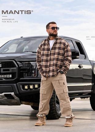 Рубашка оверсайз mantis® workman shirt- brownstone plaid тр6897