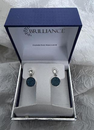 Cережки-підвіски brilliance crystals from swarovski