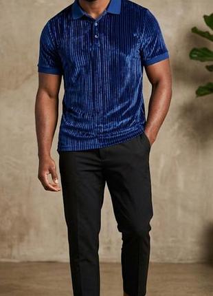 Классное велюровое поло футболка красивого цвета мужская boohoo men m