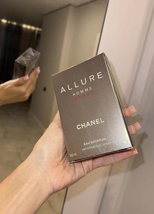 Чоловічі шлейфові парфуми chanel allure exrtreme  100 ml духи нові в блістері шанель