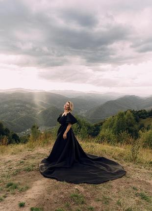 Довга жіноча сукня для фотосесії, чорна