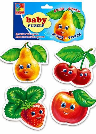 М’які пазли vladi toys baby puzzle "ягоди-фрукти" 4 картинки