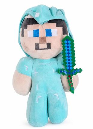 М’яка іграшка стів у алмазній броні minecraft з мечем на присоску 20 см