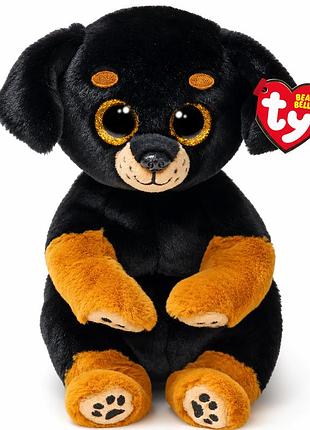 Дитяча м’яка іграшка ty rottweiler — плюшева собачка чорна з рудими вставками