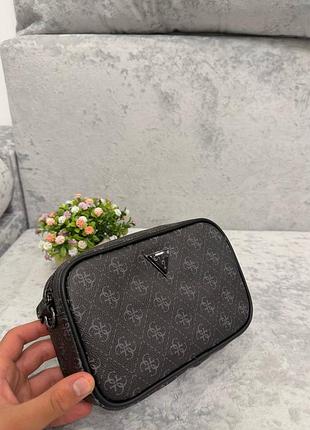 Сумка чоловіча guess чорна монограм 5