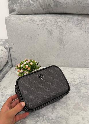 Сумка чоловіча guess чорна монограм 4