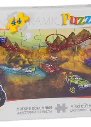 Пазли двосторонні м’які danko toys динозаври і машинки 44 елементи для дітей від 3 років