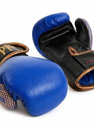 Боксерские перчатки tm jab 6 унций синие из натуральной кожи на липучке