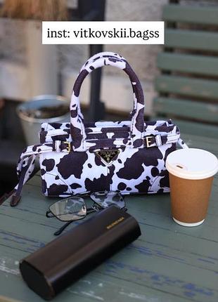 Сумочка bonnie mini printed leather handbag white/dark brown😍