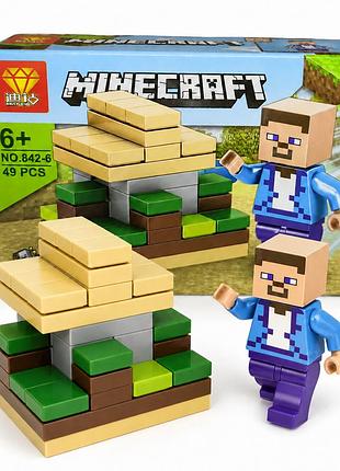Конструктор minecraft 49 деталей со стивом и блочным строением для детей 6+