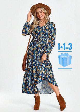 Довга сукня в абстрактний принт shein l