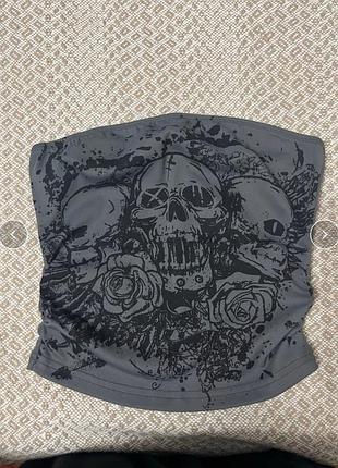 💀 эффектный кроп-топ без бретелей (бандо) в готическом / гранж стиле! 💀