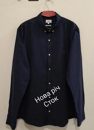 Нова бавовняна чоловіча сорочка next _ slim fit з довгим рукавом, р. 54-56