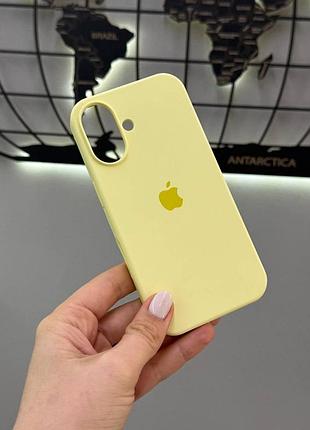 Чохол-бампер з magsafe для телефона айфон 16,silicone case чохол з мікрофіброю для iphone 16 (лимонний)