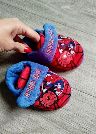 Теплые флисовые тапочки человек паук, spider man, спайдермен