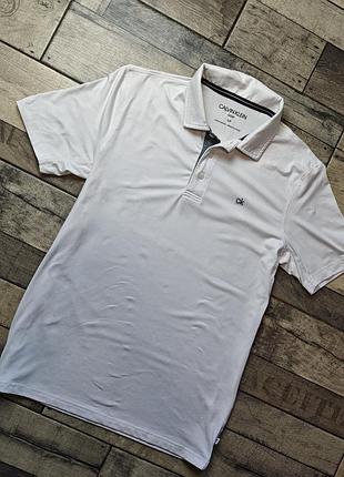 Мужская белая футболка-поло calvin klein golf newport размер s
