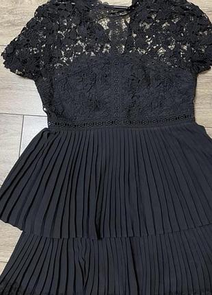 Сукня жіноча zara чорна з мереживом та плісе