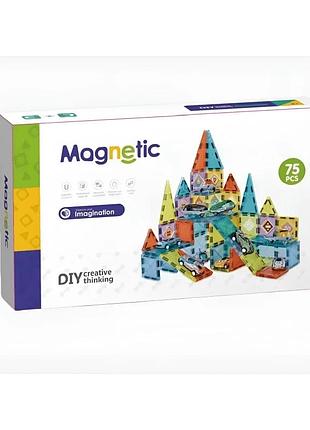 K toys - магнітний конструктор на 75 деталей, паркінг з машинками та літаками, магнітні блоки для дітей від 3 років