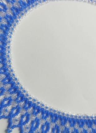 Кольє і намиста для жінок ручної роботи блакитний з прозорим бісером