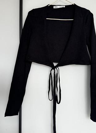 Кардиган жіночий zara чорний з зав'язками