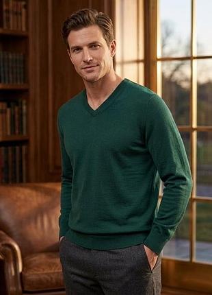Мужской зеленый джемпер uniqlo extra fine merino wool 100% мериносовая шерсть р. 3xl