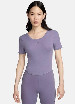 Спортивний топ/футболка nike l в рубчик бузковий