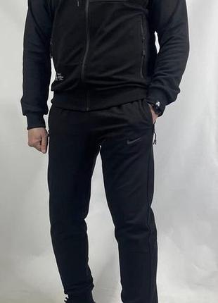 Спортивний костюм чоловічий nike чорний, розмір s-2xl, котон