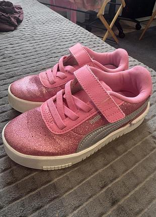 Кросівки для дівчаток puma рожеві з блискітками