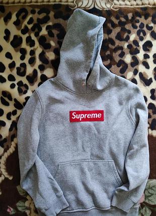 Худі жіноча supreme сіра 2