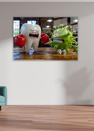 Картина на стекле novellaprint "зуб против микроба" 45x30см (pic-3007-00)