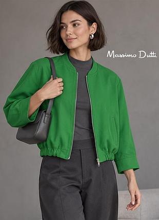 Оригінальний зелений жіночий бомбер massimo dutti s